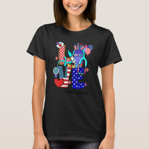 Camiseta Love Hecare Worker Stethoscope Fireworks Usa F