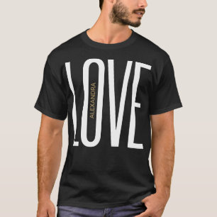 Camiseta Love High Letters Monograma Black Dourada chic Des