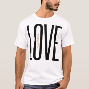 Camiseta Love High Letters Monograma Black Dourada Clean De