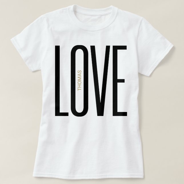 Camiseta Love High Letters Monograma White Dourado Design (Frente do Design)