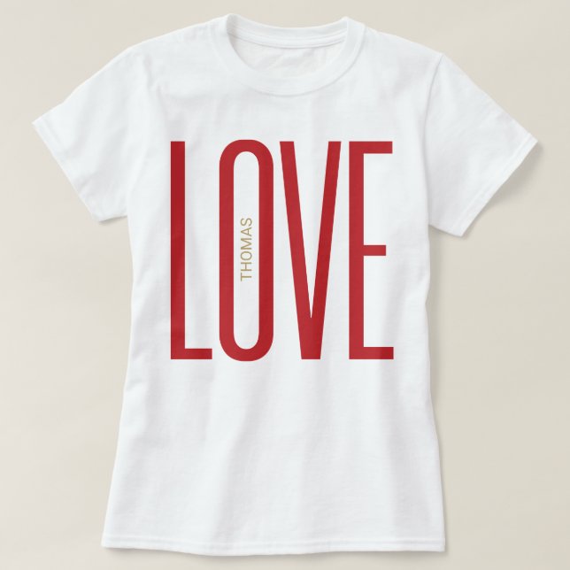 Camiseta Love High Letters Red Dourado Monograma Chic Desig (Frente do Design)