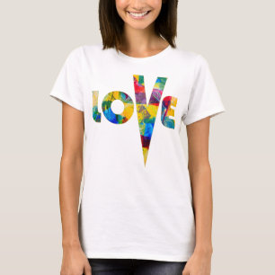 Camiseta Love High V Rainbow Letters Colorir Abstrato Art