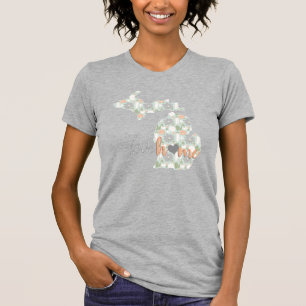 Camiseta Love Home Cactus Preencheu a Silhueta de Michigan
