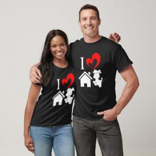 Camiseta Love House Dog Heart Dia de os namorados Dog Adora