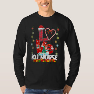Camiseta Love Icu Nurse Santa Hat Candy Xmas Pajama