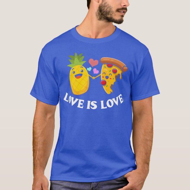 Camiseta Love Is Love Cute Pizza And Pineapple friends (Frente)