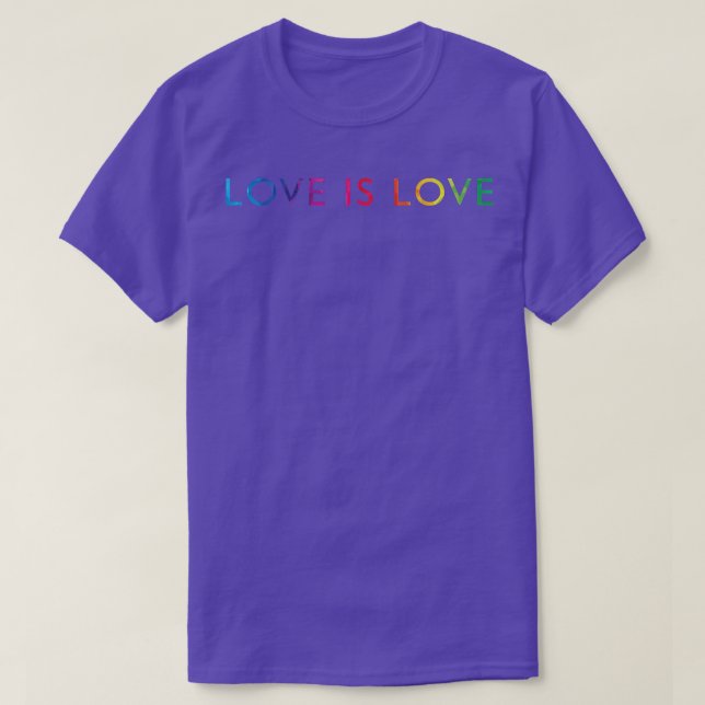 Camiseta Love Is Love Rainbow Flag Gay Pride Allies LGBTQ P (Frente do Design)