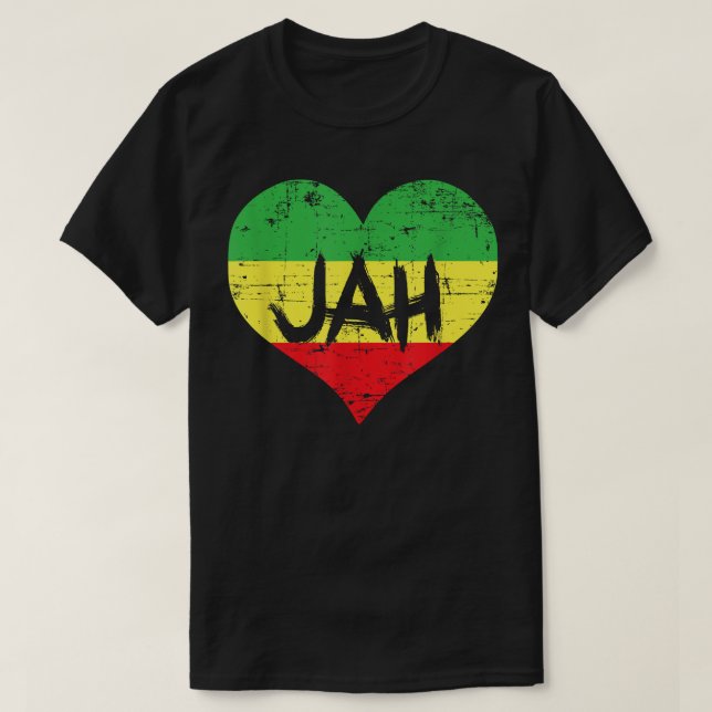 Camiseta Love Jah Heart Design Rastafari Reggae (Frente do Design)