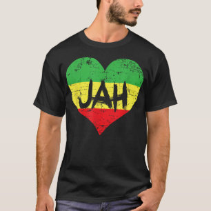 Camiseta Love Jah Heart Design Rastafari Reggae