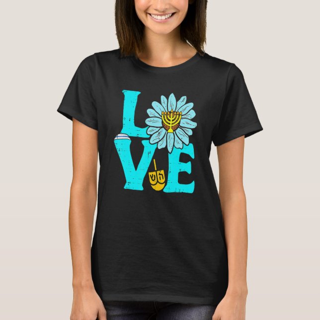 Camiseta Love Jewish Daisy Hanukkah Chanukah Women Girls Pa (Frente)