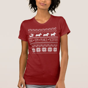 Camiseta Love Joy Peace Scotties Natal Holiday Dogs