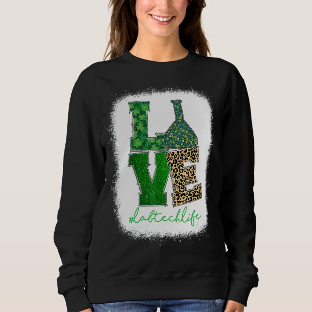 Camiseta Love Lab Tech Life Shamrocks Leopard Happy Rua Pat (Frente)