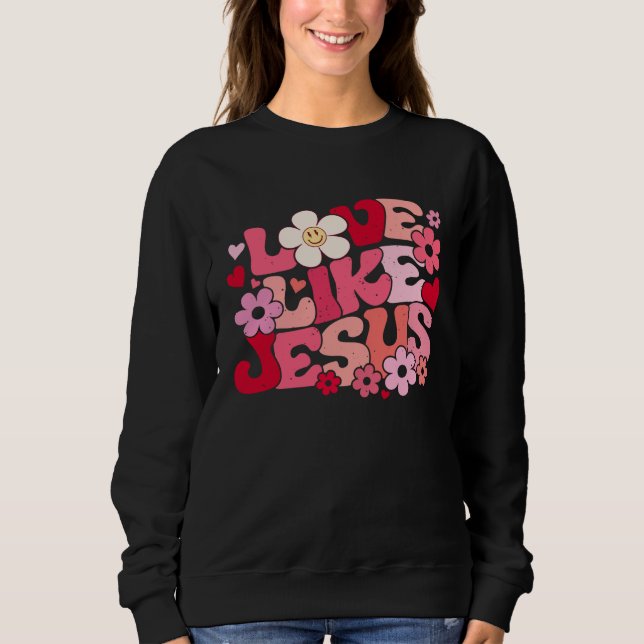 Camiseta Love Like Jesus Christian Bible Verse Trendy Flora (Frente)