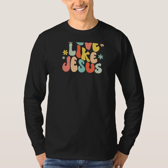 Camiseta Love Like Jesus Christian Trendy Words on Back   (Frente)