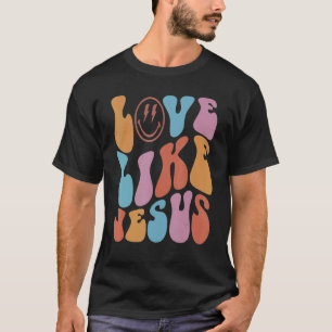 Camiseta Love Like Jesus Positive Catholic Preppy Retro Chr