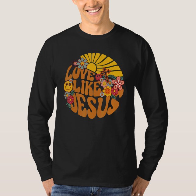 Camiseta Love Like Jesus Religious God Christian Words On B (Frente)