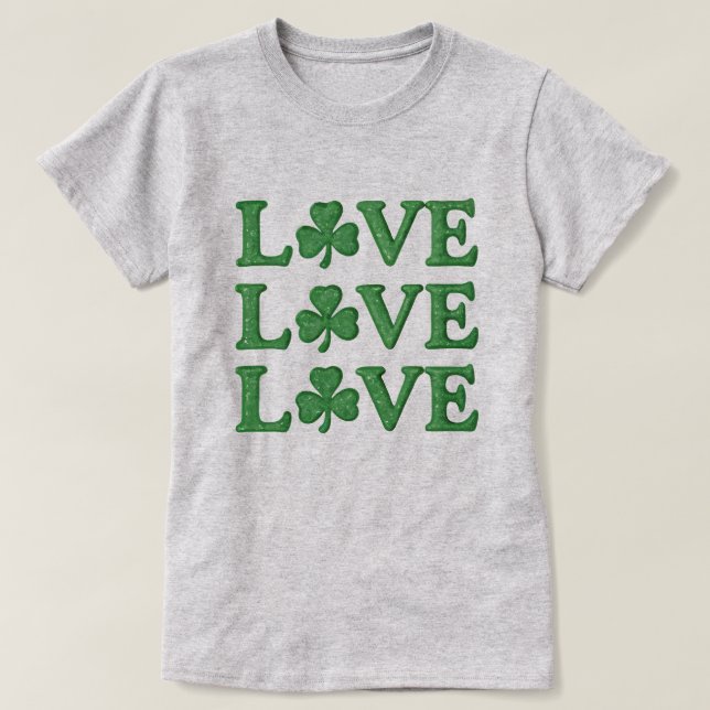 Camiseta Love Love Love Love Shamrocks Dia de São Patrício (Frente do Design)