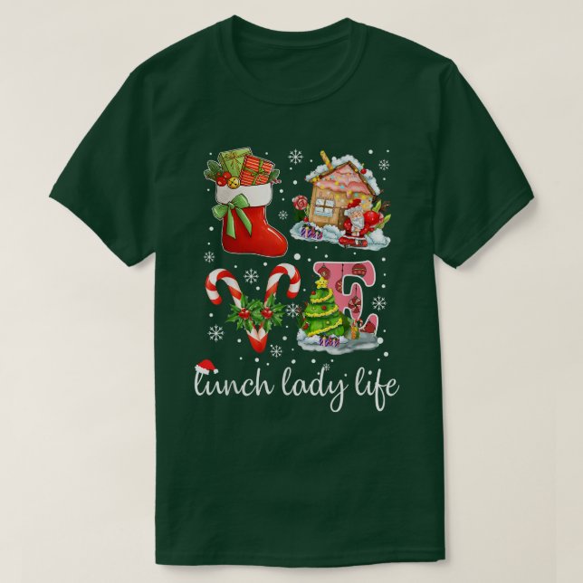 Camiseta Love Lunch Lady Life & Cafeteria Snowflake Christm (Frente do Design)