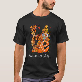 Camiseta LOVE Lunch Lady Life Gnome Leopard Pumpkin Fall Th