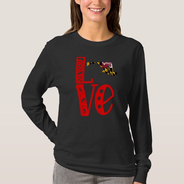 Camiseta Love Maryland Em Block Letters (Frente)