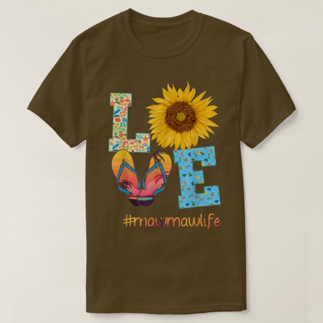 Camiseta LOVE Mawmaw Life Chinelos Sunflower Summer Mothe (Frente do Design)