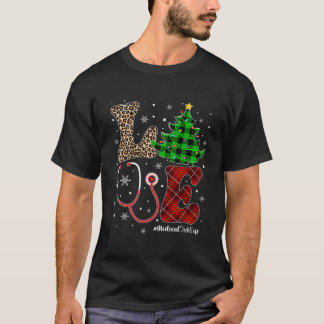 Camiseta Love Medical Tech Life Lepard Christmas Tree Buff