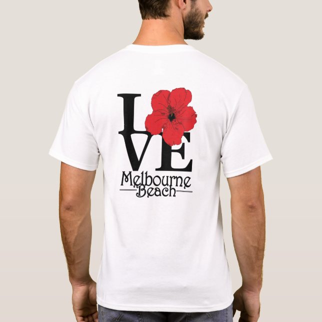 Camiseta LOVE Melbourne Beach Red Hibiscus (Verso)