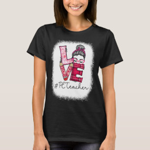 Camiseta Love Messaging Bun PE Professora Mães de Dia de os