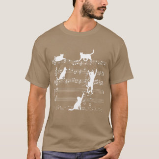 Camiseta Love Music Cat Tocando Em Musical Notes Musical