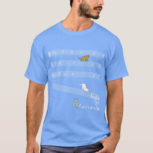 Camiseta Love Music Cat Tocando no Músico (Frente)