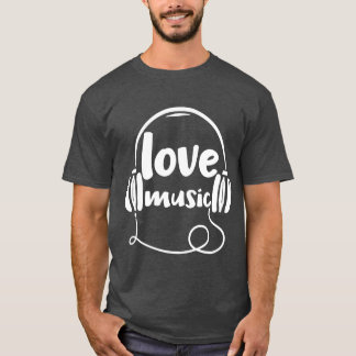 Camiseta Love Music roupa com Fones de ouvido amigos