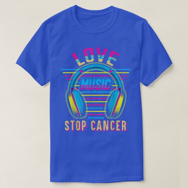 Camiseta Love Music Stop Cancer Jude Break Cancer Awar (Frente do Design)