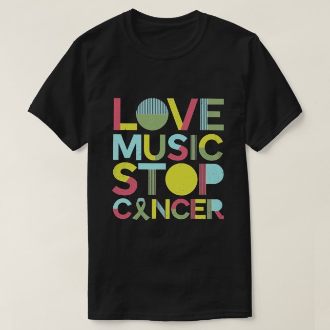 Camiseta Love Music Stop Cancer Rua Jude Music (Frente do Design)