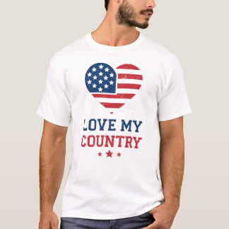 Camiseta Love My Country Patriotic Heart USA Flag Vintage