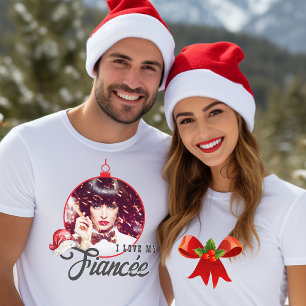 Camiseta Love My Fiancée Trendy Foto do Enfeites de natal