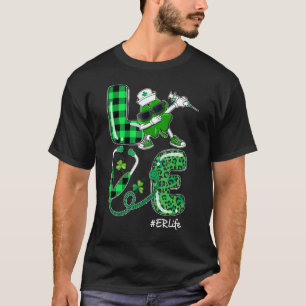 Camiseta Love Nurs Er Life Shamrock Stethoscope Rua Patrick