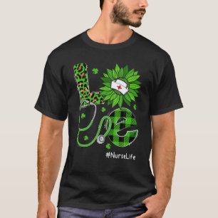 Camiseta Love Nurs Life Stethoscope Rua Leopardo Irlandês P