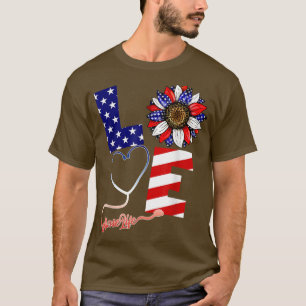 Camiseta Love Nurse Life 4 De Julho Bandeira Americana Sunf