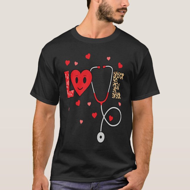 Camiseta Love Nurse Life Valentines Day Heart Nursing Scrub (Frente)