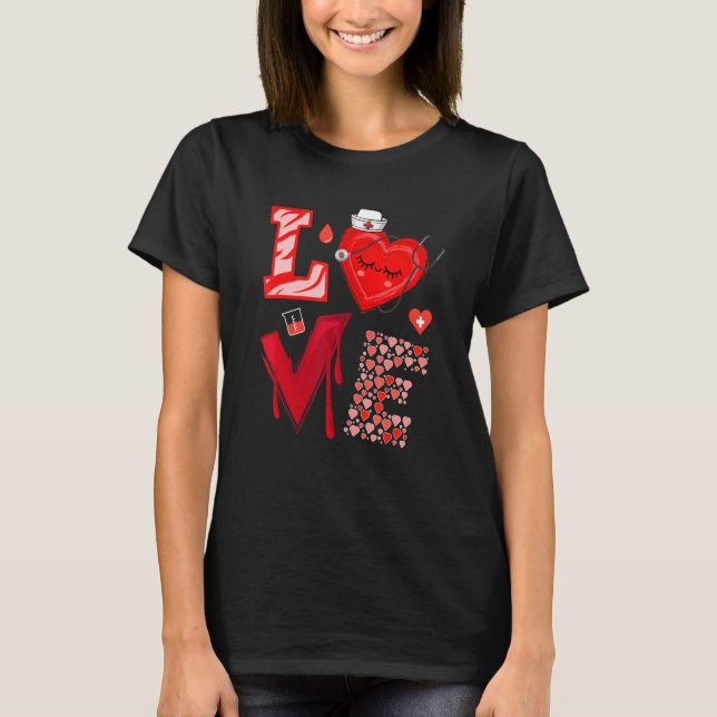 Camiseta Love Nurse Red Heart Happy Valentine's Day (Frente)