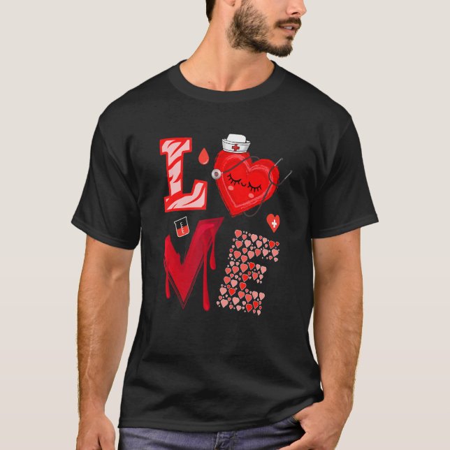 Camiseta Love Nurse Red Heart Happy Valentine's Day (Frente)