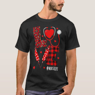 Camiseta Love Nurselife Namorados Enfermeira Leopard Impres