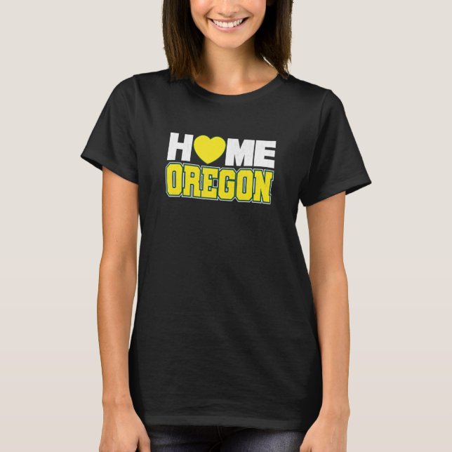 Camiseta Love Oregon Green & Yellow Oregon Heart Hometown L (Frente)