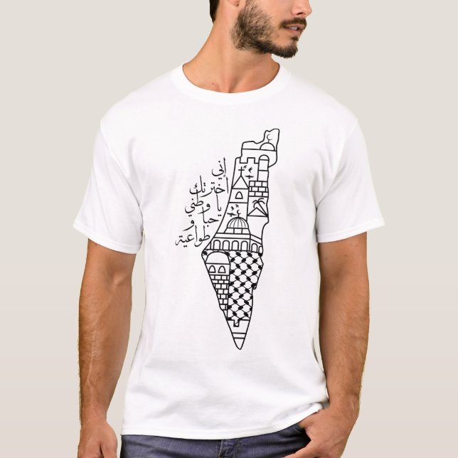 Camiseta Love Palestine My Homeland Palestine Map Kufiya (Frente)
