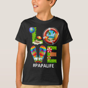 Camiseta Love Papa Life Chritsmas Em Julho Férias De Verão