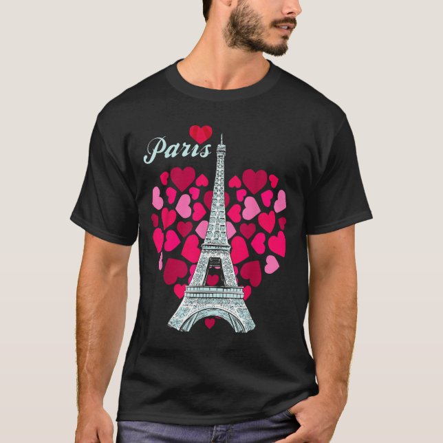 Camiseta Love Paris Heart Eiffel Tower Souvenir France Fren (Frente)