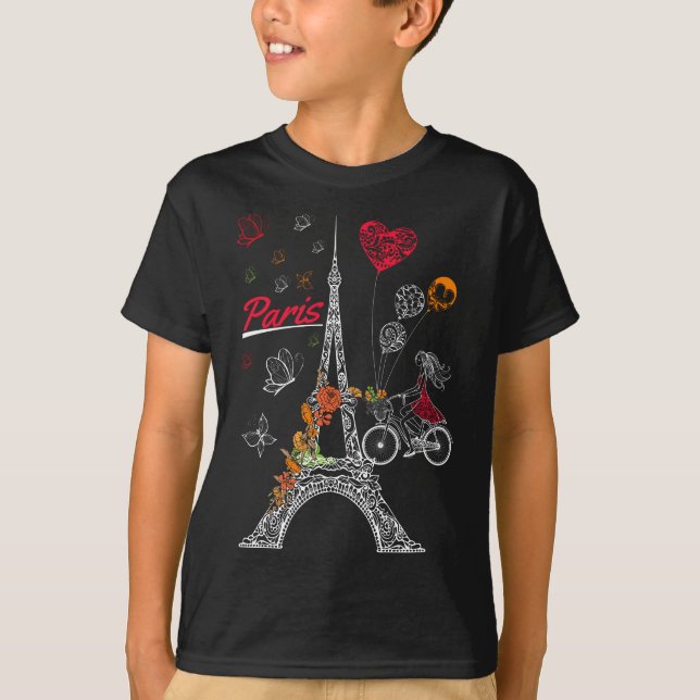 Camiseta Love Paris Theme Viagem França Flor Torre Eiffel (Frente)