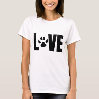 Camiseta LOVE Paw Imprima Design de Pet Preto Negrito Negri