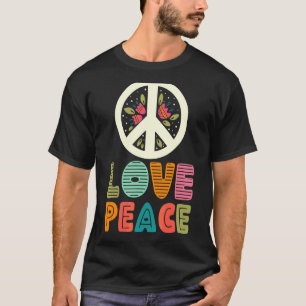Camiseta Love Peace Floral Peace Sign 60s 70s Costume Men W