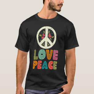 Camiseta Love Peace Floral Peace Sign 60s 70s Costume Men W
